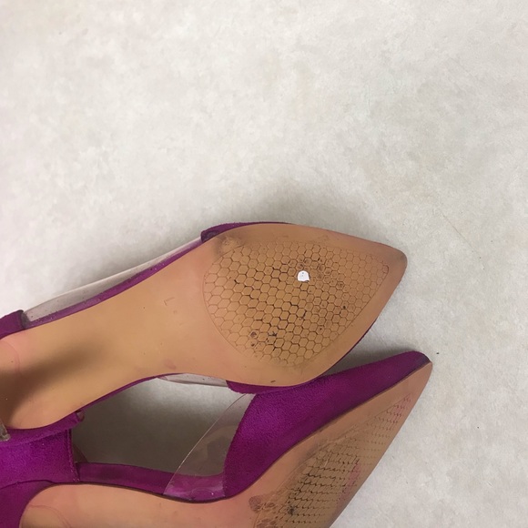 Leith Parker Clear d’Orsay suede fuchsia pump size 7 - Picture 6 of 8